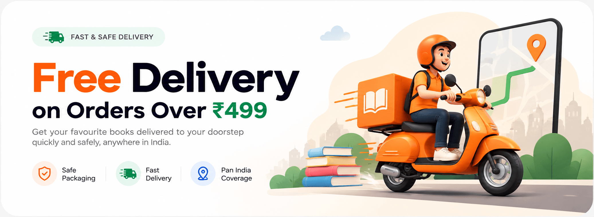 Free delivery on orders over ₹499 — fast and safe book delivery anywhere in India
